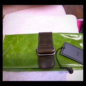 Vegan leather “Harper” foldover clutch. Tags on.